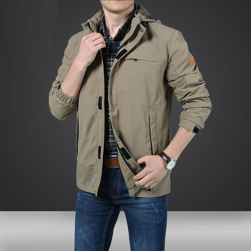 Men's lightweight hooded utility jacket with wind protection and multiple pockets Chichicherry