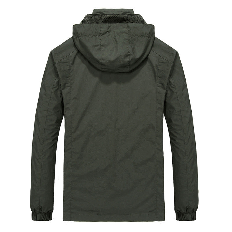 Men's Breathable Softshell Hybrid Jacket with Hood, Micro Fleece Lining and Zipper Chest Pocket Chichicherry