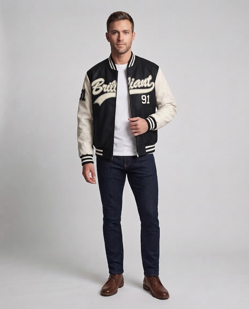 Men's Elegant Bomber Jacket with Embroidered Design Chichicherry
