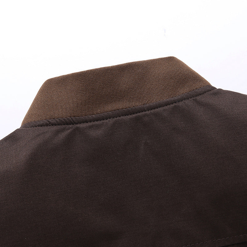 Men's College Bomber Jacket with Snap Button Placket, Contrast Trim, and Lightweight Lining Chichicherry