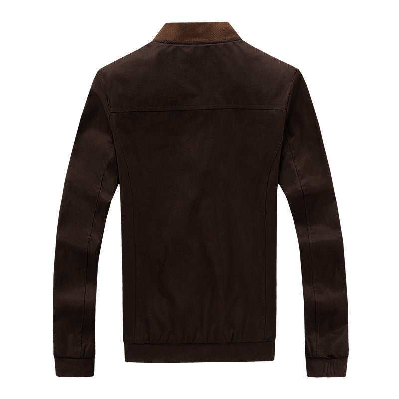 Men's College Bomber Jacket with Snap Button Placket, Contrast Trim, and Lightweight Lining Chichicherry