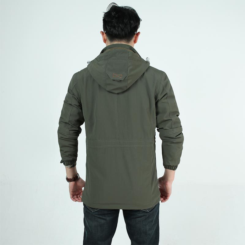 Men's field jacket with mesh lining, hood, and multifunctional pockets Chichicherry