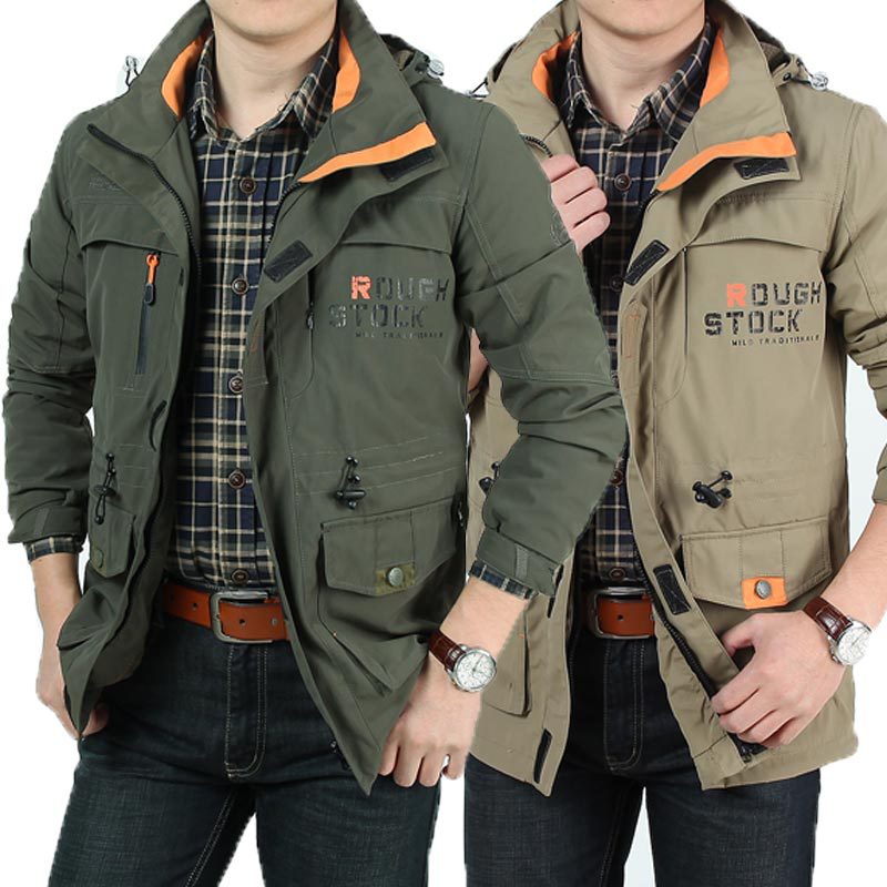 Men's field jacket with mesh lining, hood, and multifunctional pockets Chichicherry