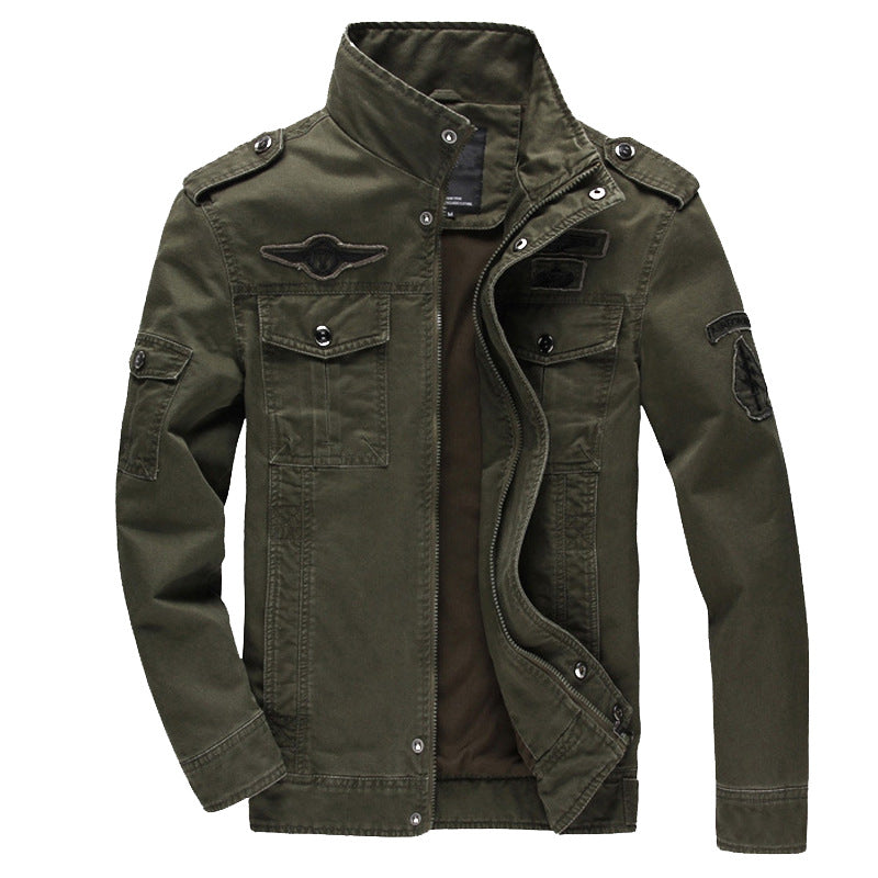 Men's Urban Canvas Bomber Jacket in Pilot Cut with Shoulder Epaulettes and Thermal Lining Chichicherry