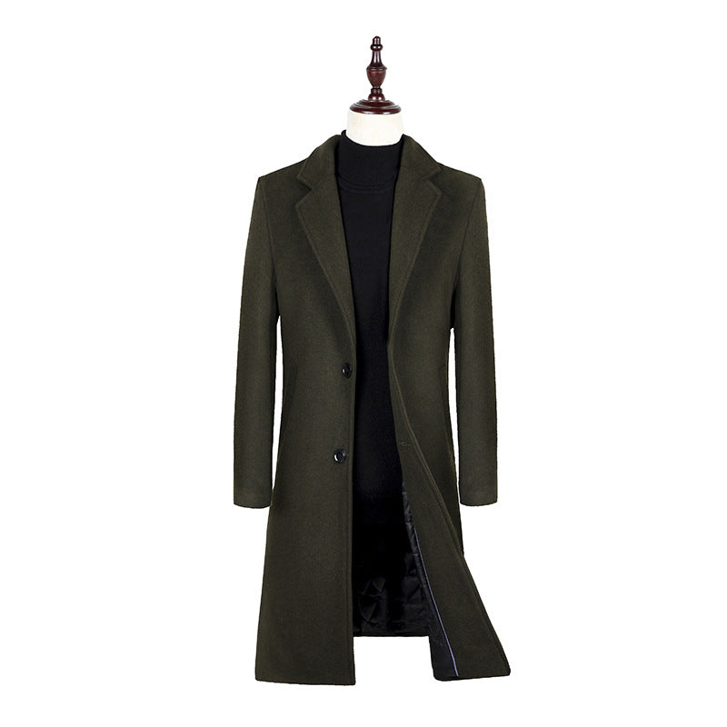 Men's Elegant Single-Breasted Wool Blend Coat with Quilted Lining Chichicherry