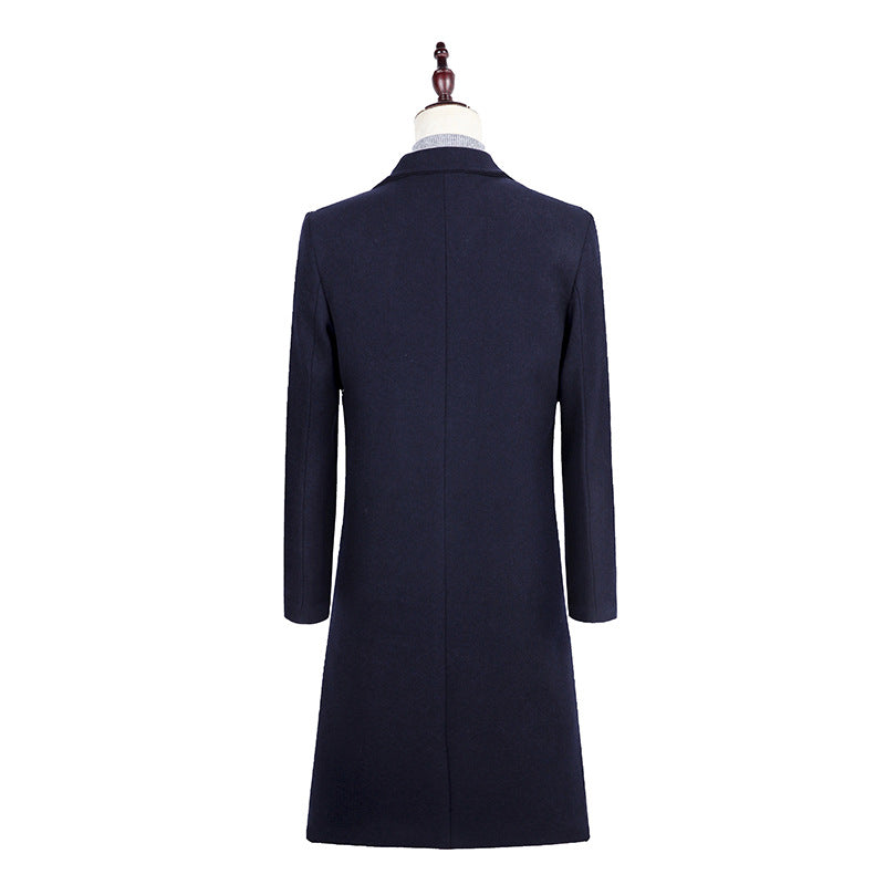 Men's Elegant Single-Breasted Wool Blend Coat with Quilted Lining Chichicherry
