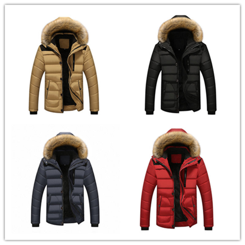 Men's thermal padded jacket with detachable faux fur hood and multiple pockets Chichicherry