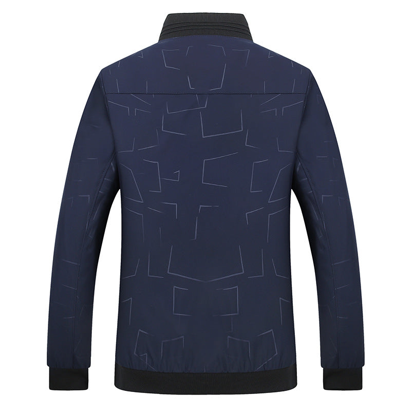 Men's Lightweight Bomber Jacket with Geometric Print, Water-Repellent Surface and Ribbed Cuffs Chichicherry