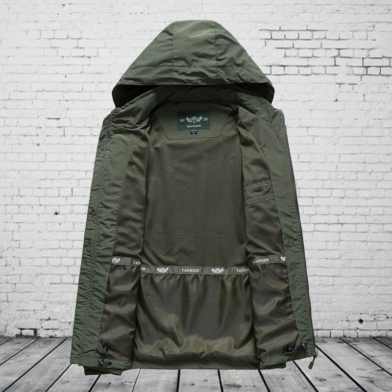 Men's hooded softshell jacket with mesh lining and multifunctional zip pockets Chichicherry