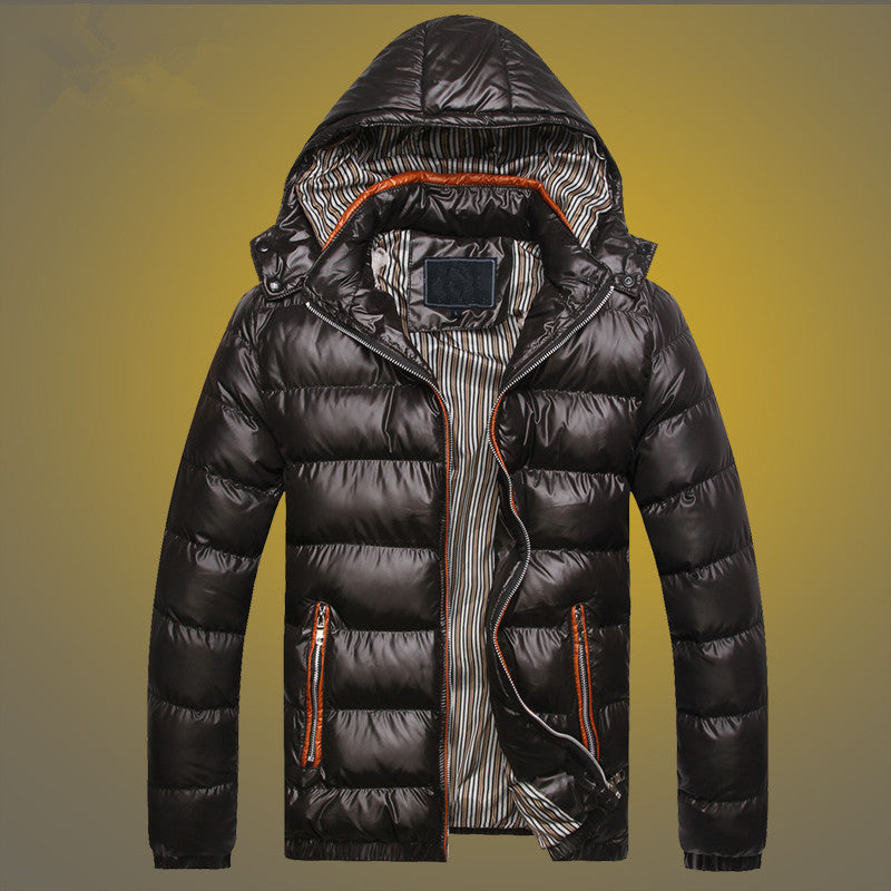 Men's Padded Quilted Expedition Jacket with Fur-Lined Hood and Front Mix Pockets Chichicherry
