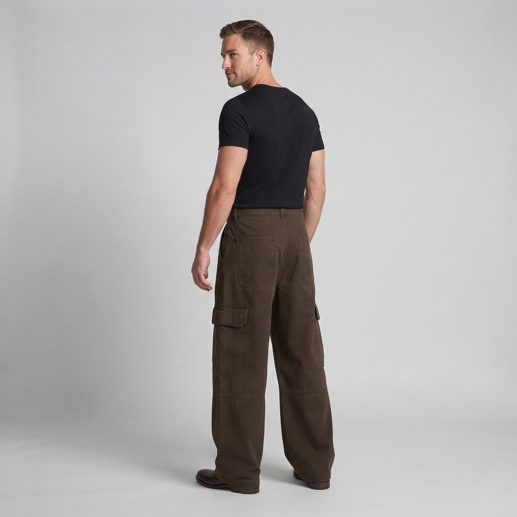 Men's Relaxed Workwear Pants made of durable canvas with knee panels and multiple pockets Chichicherry