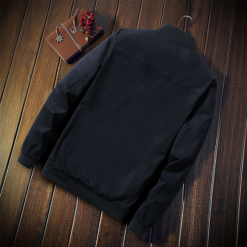 Men's Canvas Bomber Jacket in Field Style with Contrasting Sleeves and Chest Stripes Chichicherry