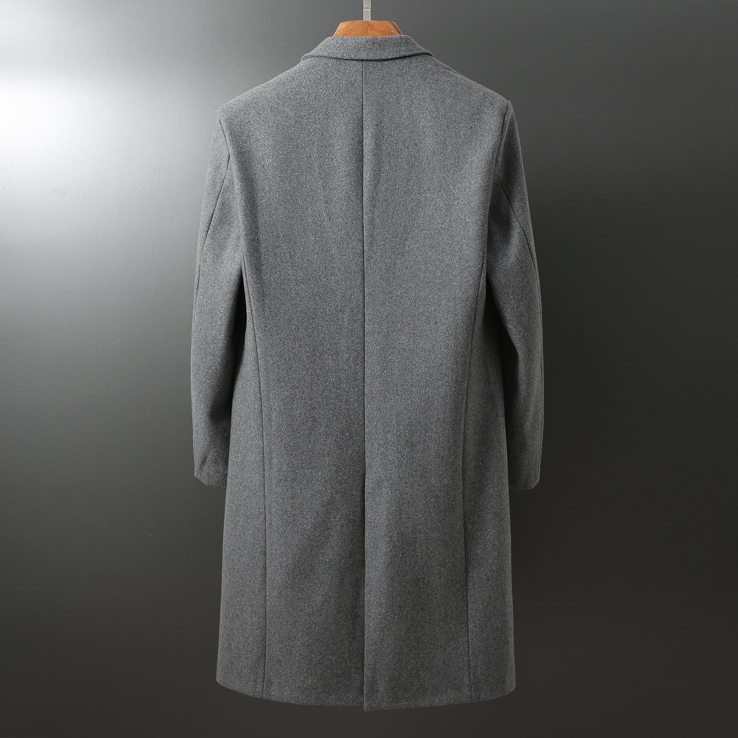 Men's Elegant Long Wool Blend Coat with Shawl Collar and Straight Cut Chichicherry