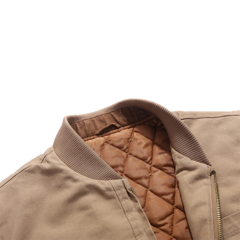 Men's quilted canvas utility vest with stand-up collar and thermal insulation Chichicherry
