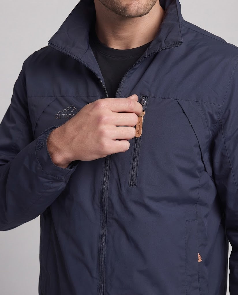 Men's lightweight windproof nylon zip jacket with stand-up collar and chest zip pocket Chichicherry