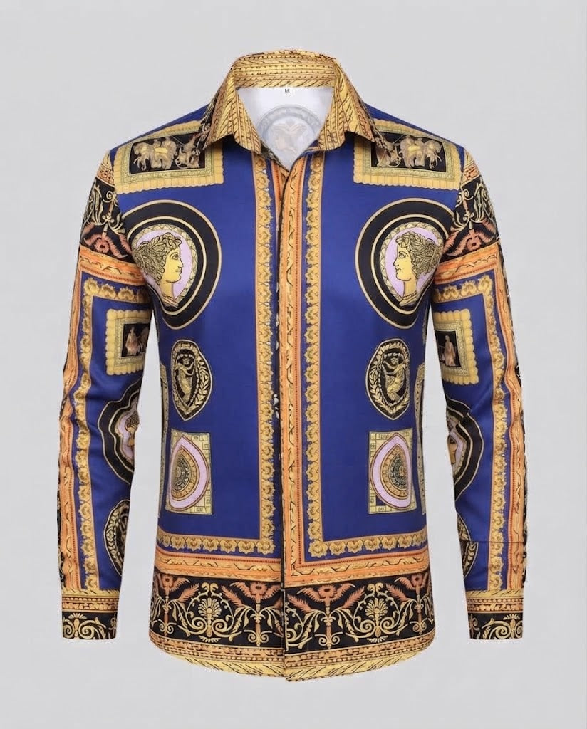 Men's fashionable shirt with artistic print and elegant details Chichicherry