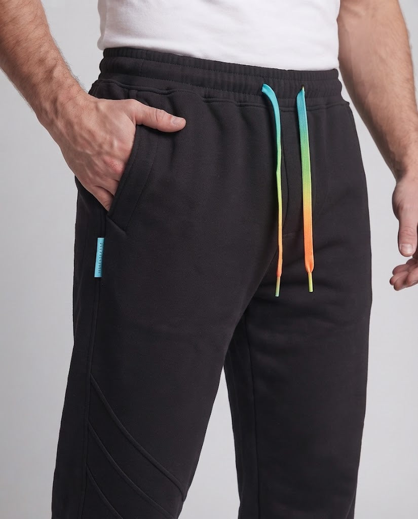 Men's loosely cut sweat jogger pants with drawstring, elastic cuffs, and cargo side pockets Chichicherry