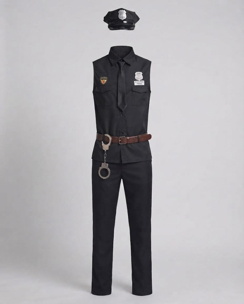 Men's Police Costume with Sleeveless Top and Accessories Chichicherry