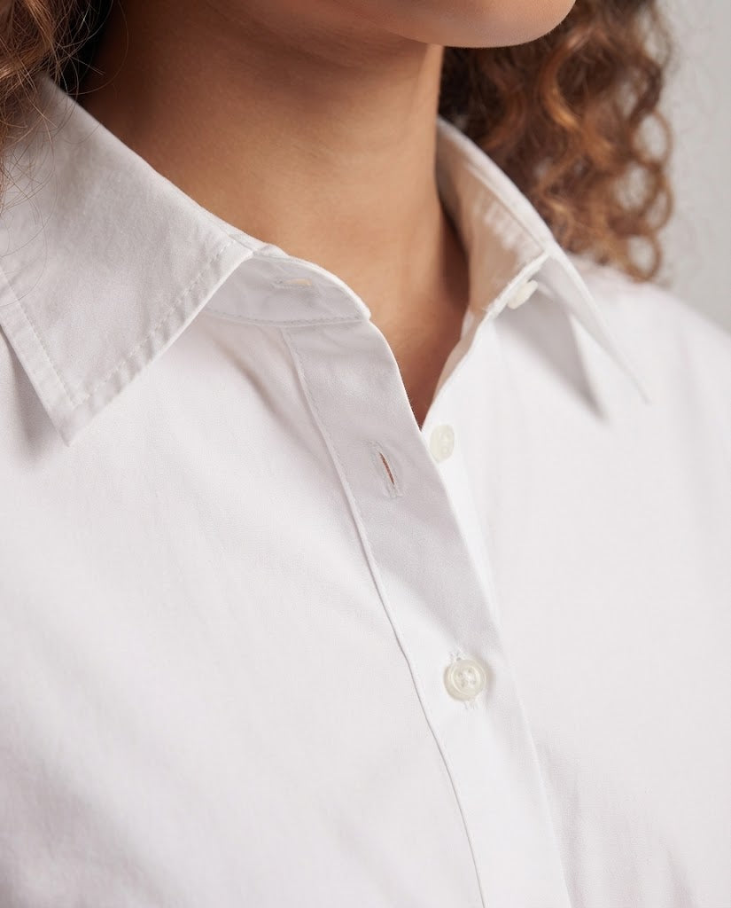 Women's Oversized Cotton Blouse with Twisted Front and Kent Collar Chichicherry