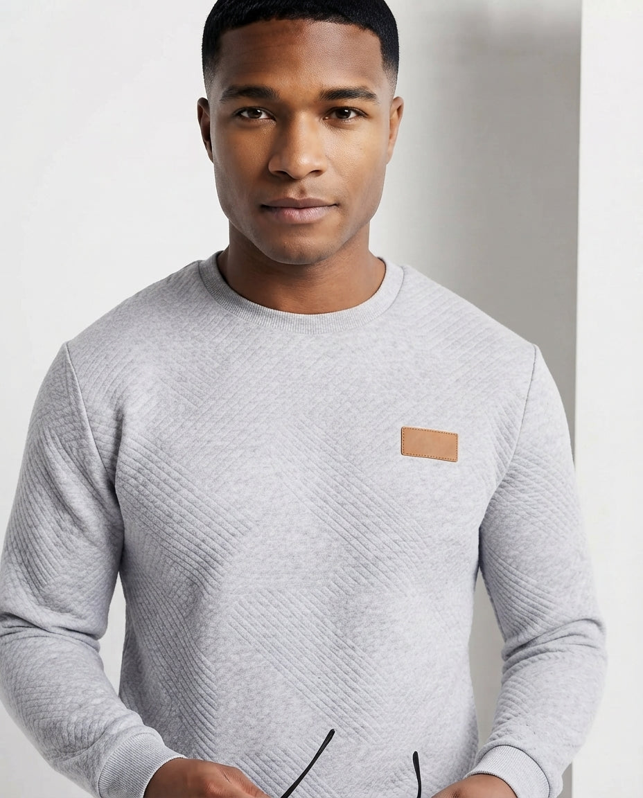 Men's Textured Round Neck Sweater made of lightweight textured knit Chichicherry