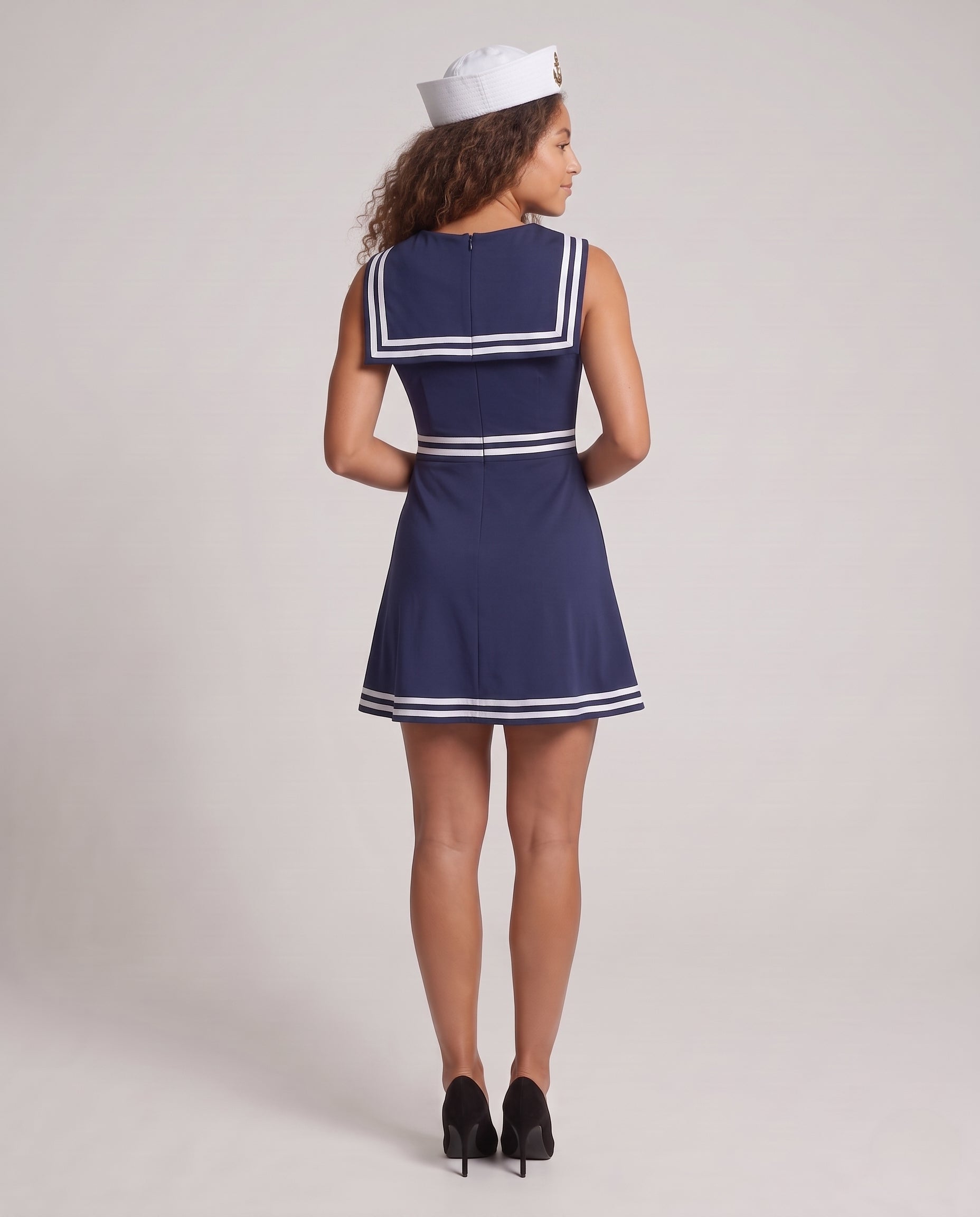 Women's sailor dress with shoulder collar and maritime accents Chichicherry