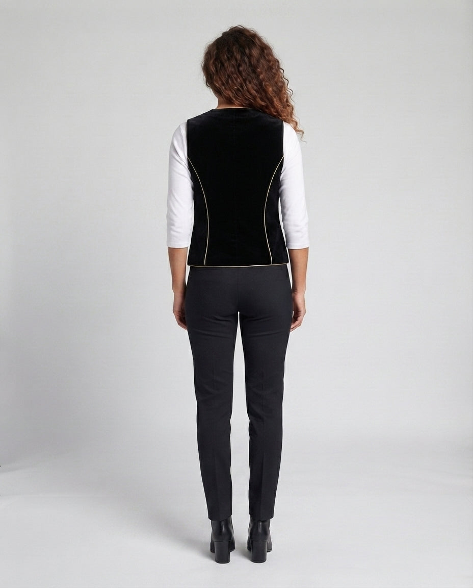 Women Elegant Velvet Vest with Button Details Chichicherry