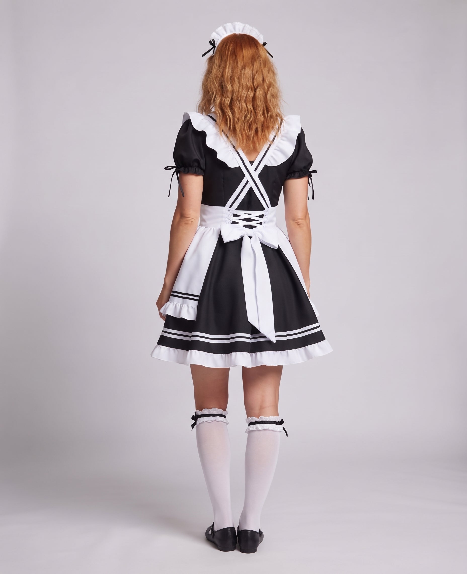 Women's costume as an elegant maid with ruffles and a flared skirt Chichicherry