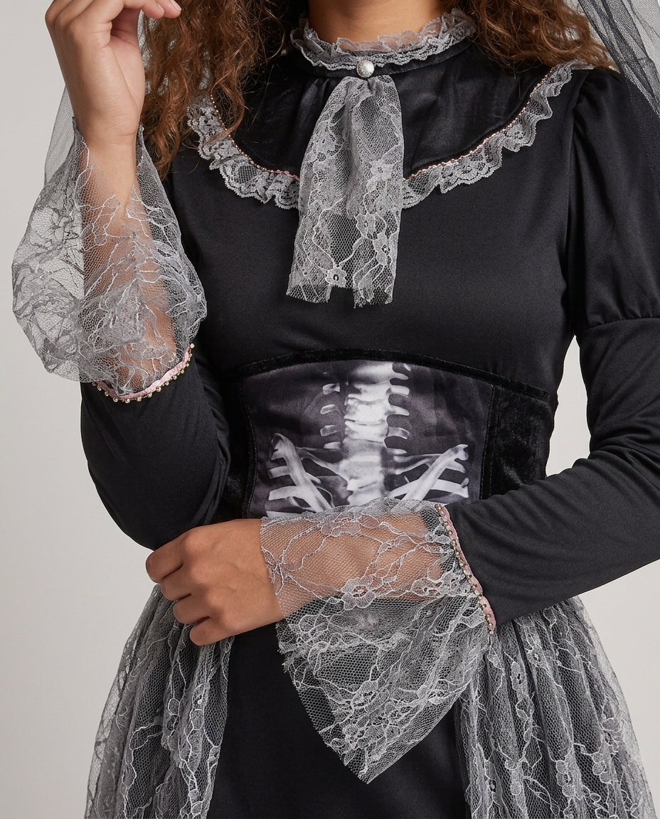 Women's Creepy Ghost Bride with Detailed Lace Skirt Chichicherry