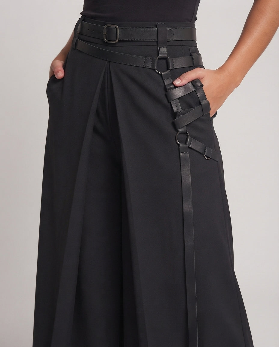 Women's stylish skirt with decorative buckles and asymmetrical cut Chichicherry