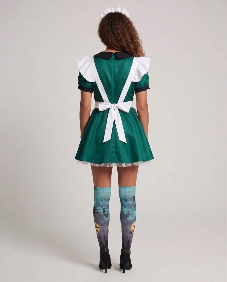 Women's Halloween Costume with Playfully Designed Apron and Elegant Details Chichicherry