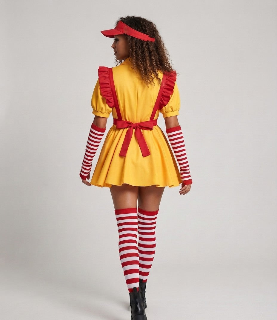 Women's costume set with striped stockings and playful apron Chichicherry