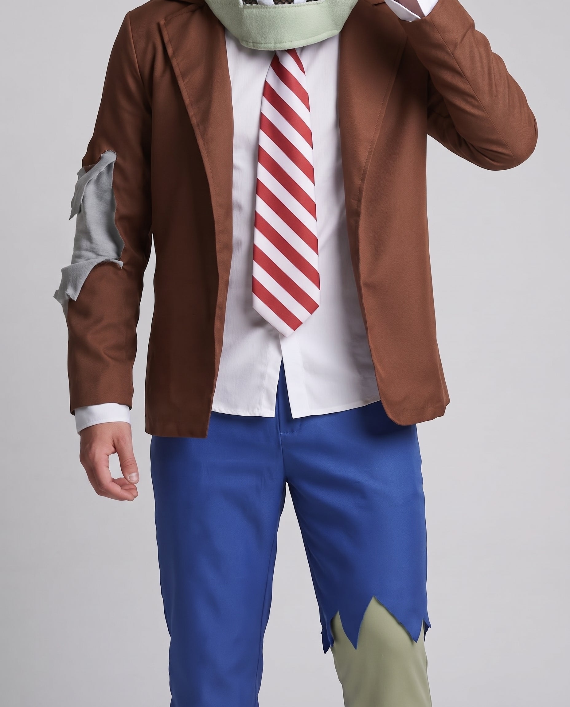 Men's Zombie Costume with Creative Head Accessory and Torn Details Chichicherry