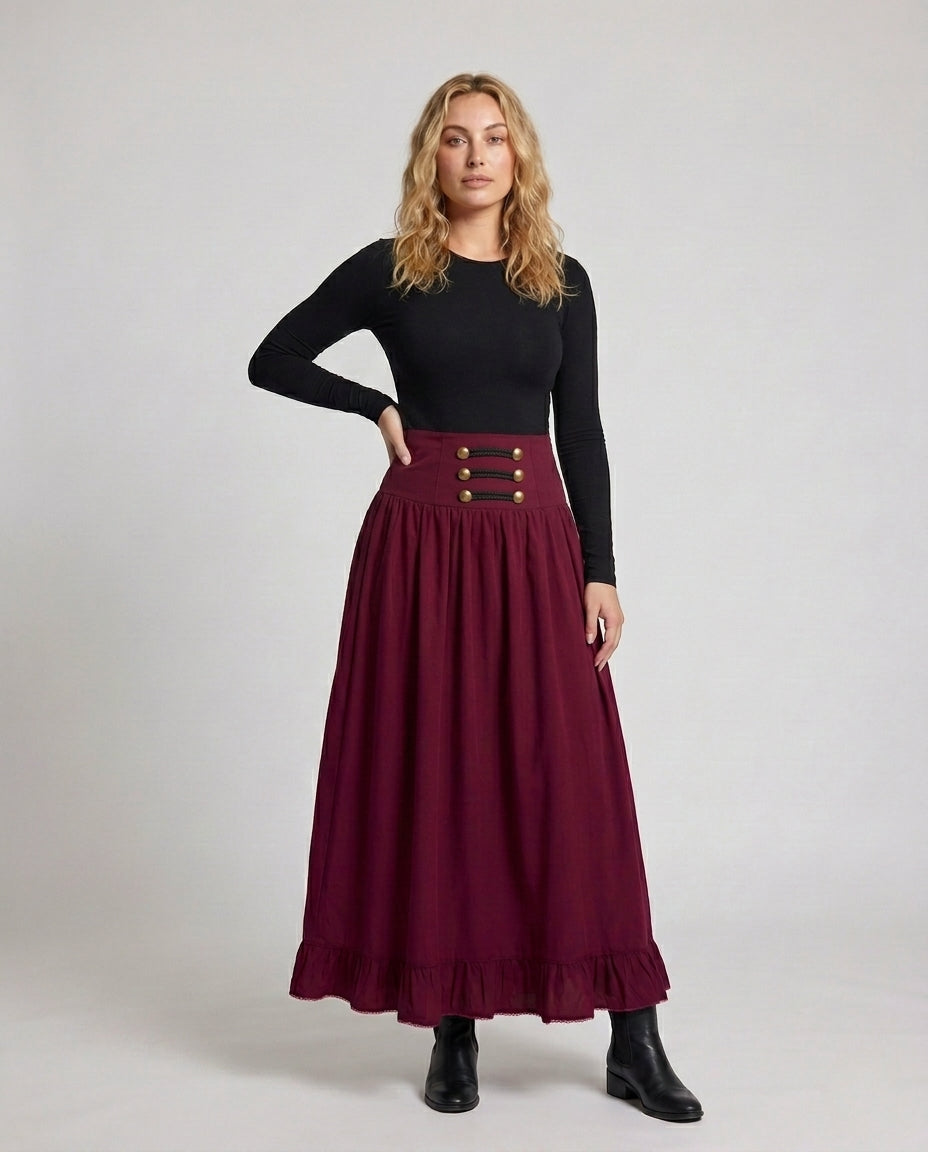 Ladies Elegant Wedding Skirt with Lacing and Ruffle Chichicherry