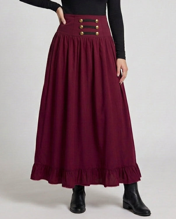 Ladies Elegant Wedding Skirt with Lacing and Ruffle Chichicherry