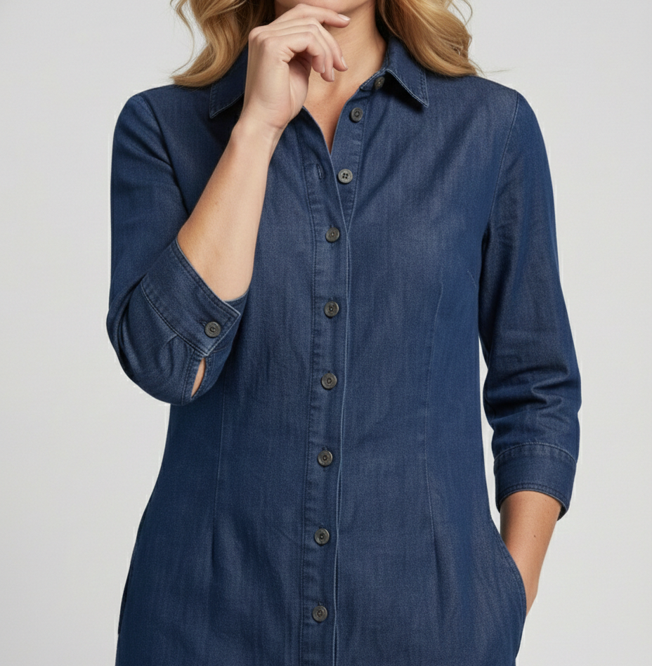 Shirt dress women with tailoring