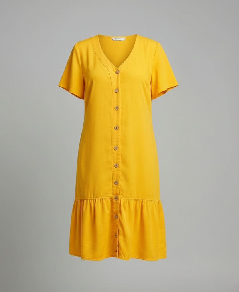 Women's Summer Dress A-Line Button Placket
