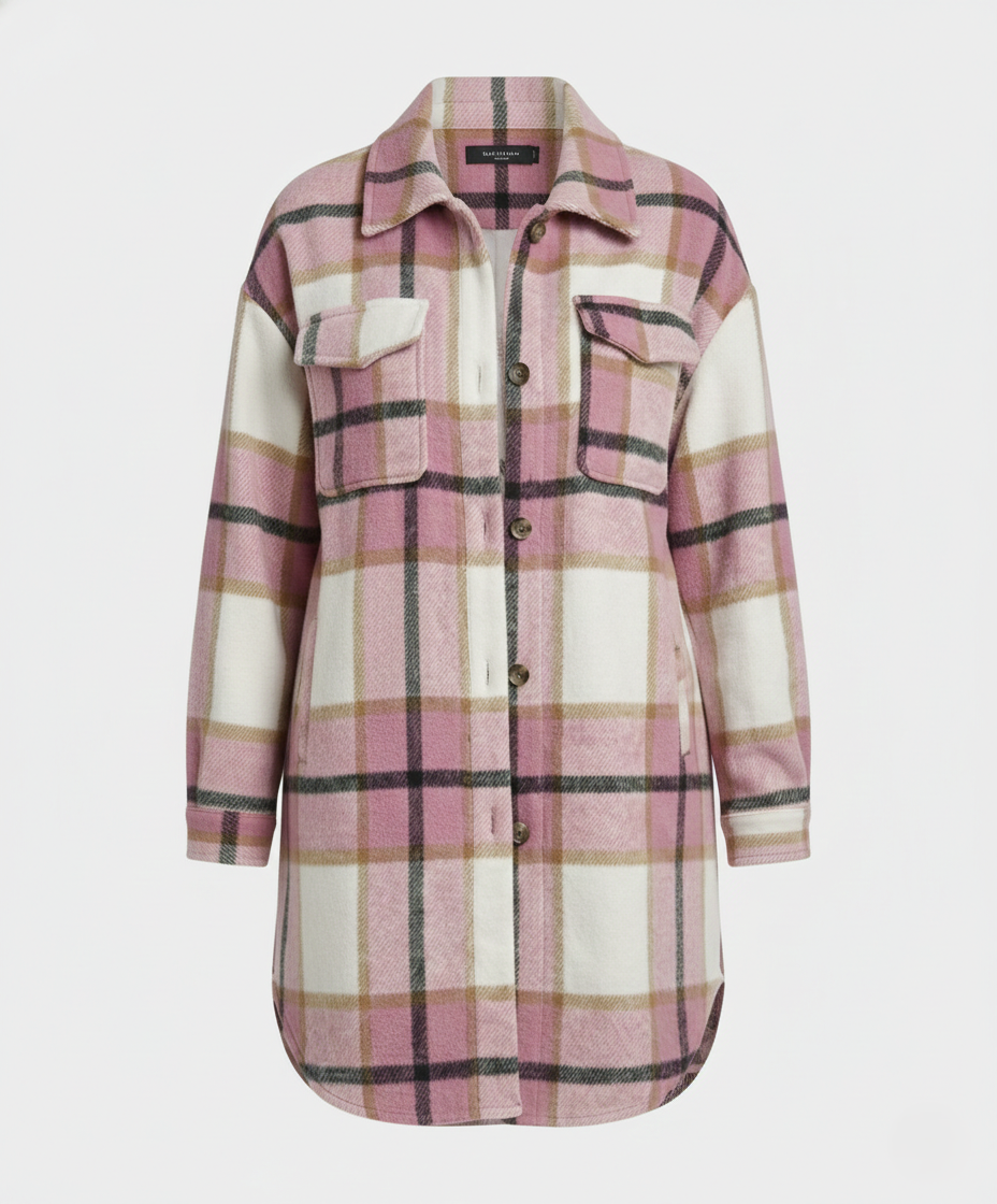 Women Checked Shirt Jacket with Casual Cut