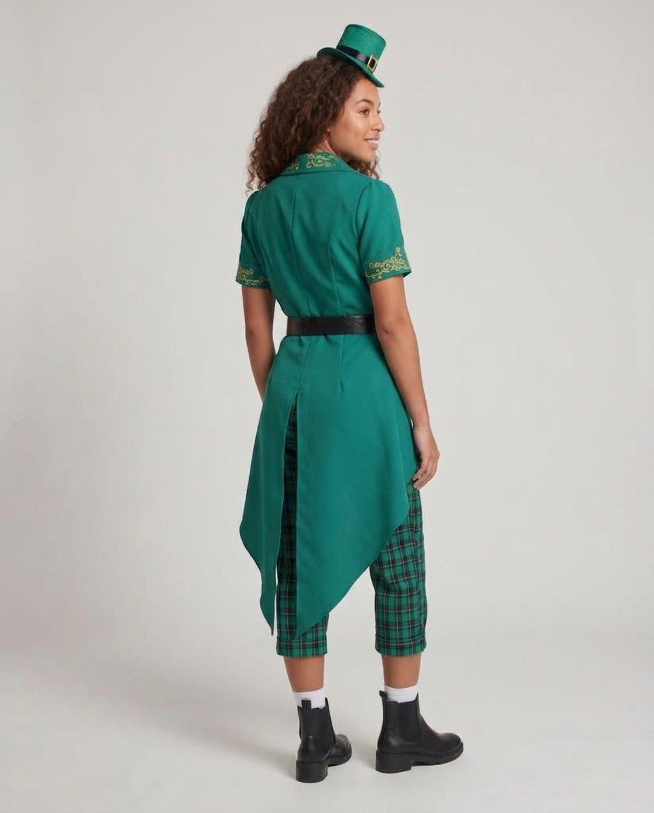 Women's costume as Irish leprechaun with elegant blazer cut and checked pattern Chichicherry
