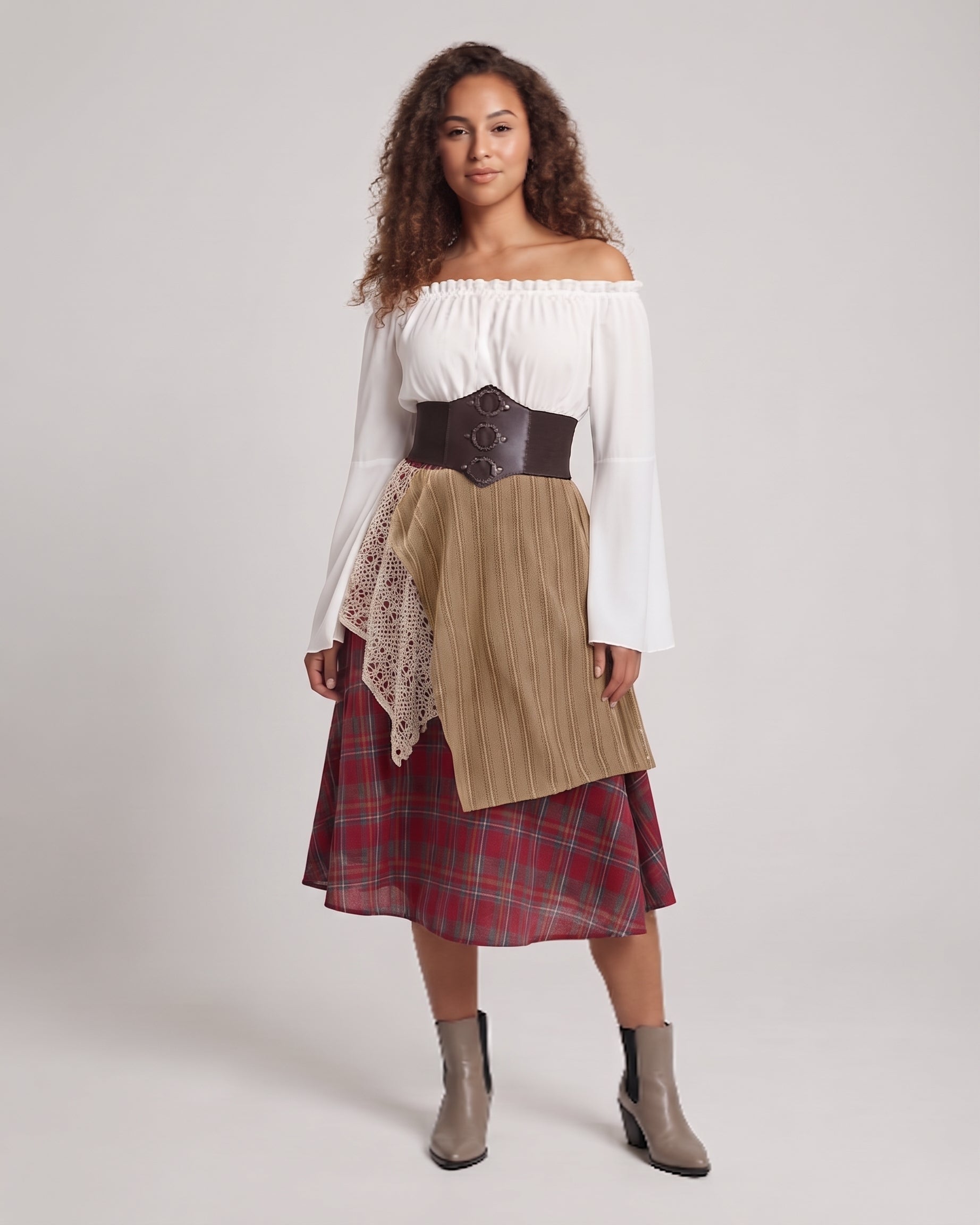 Women's romantic maxi dress with wide sleeves and waist corset Chichicherry