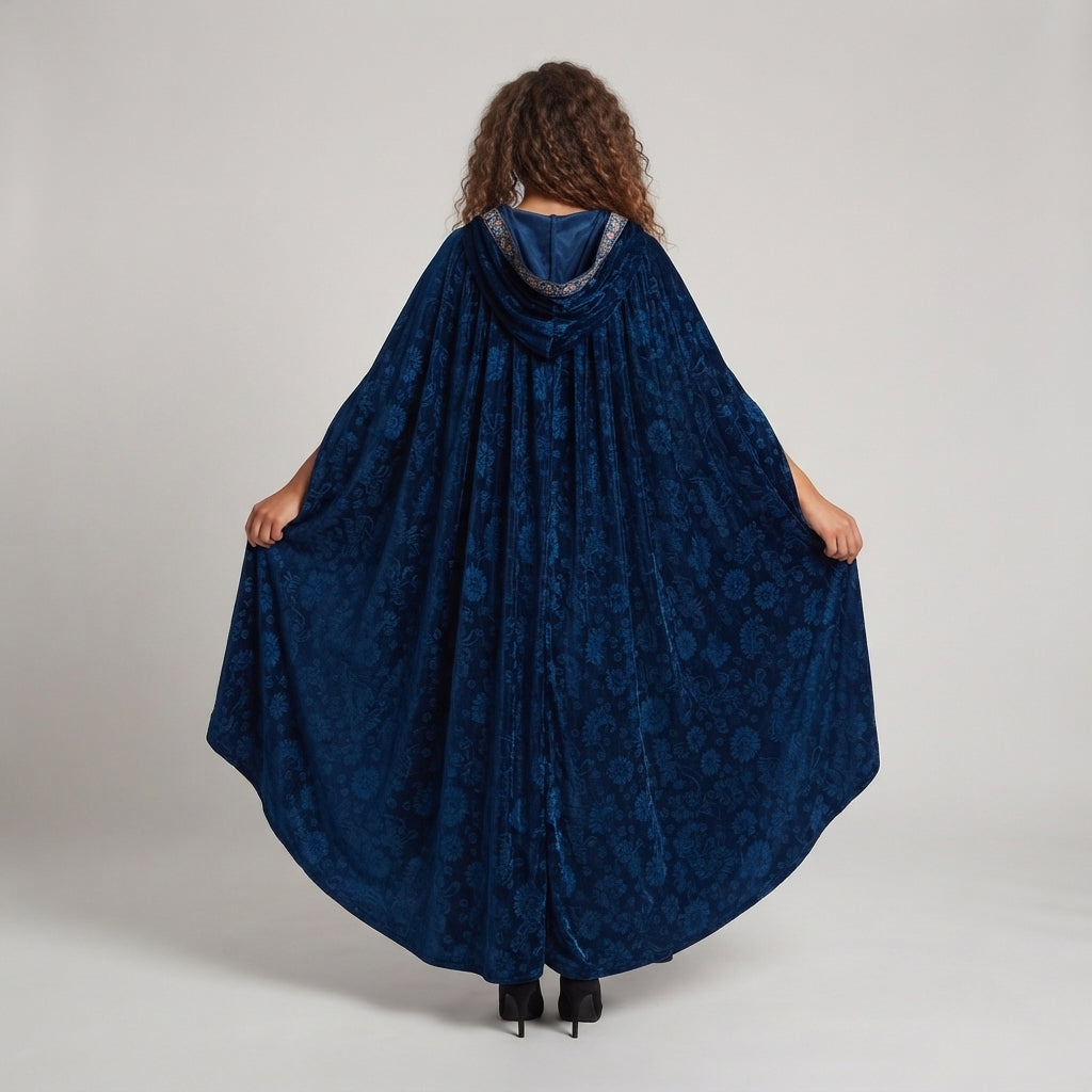 Women's mystical hooded dress with floral embellishments Chichicherry
