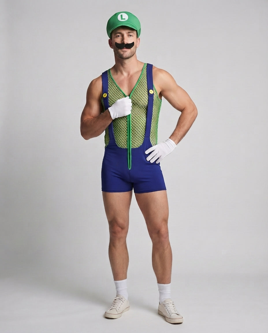 Men's costume in Mario style with mesh details Chichicherry