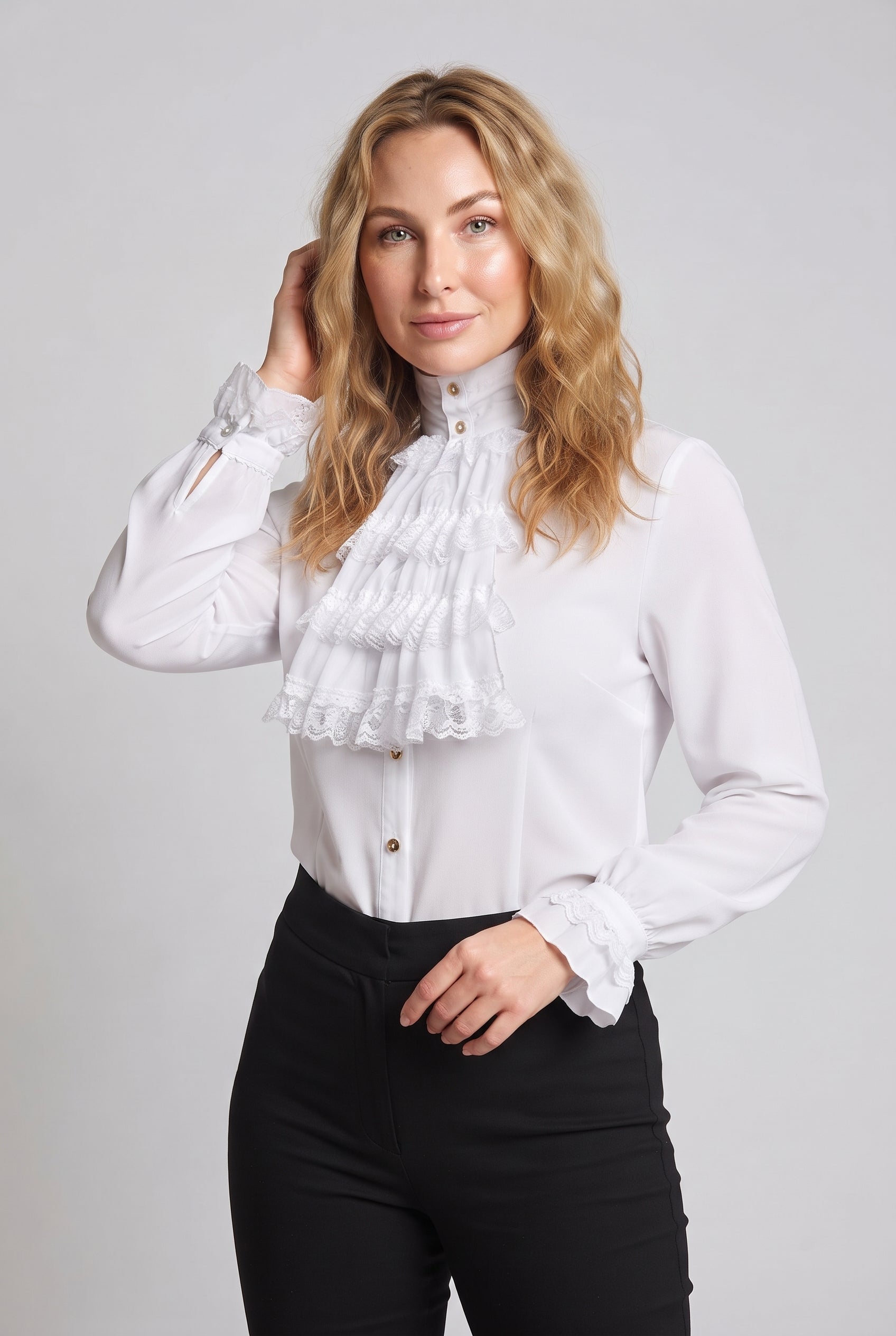 Women's Ruffled Shirt with Elegant Collar Chichicherry