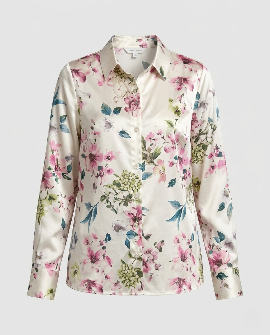Satin Shirt Blouse Shiny Women Geometric
