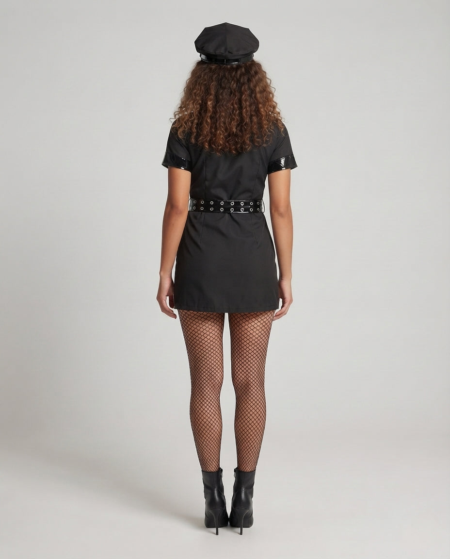Women's sexy police costume with stylish belt and shimmering accents Chichicherry