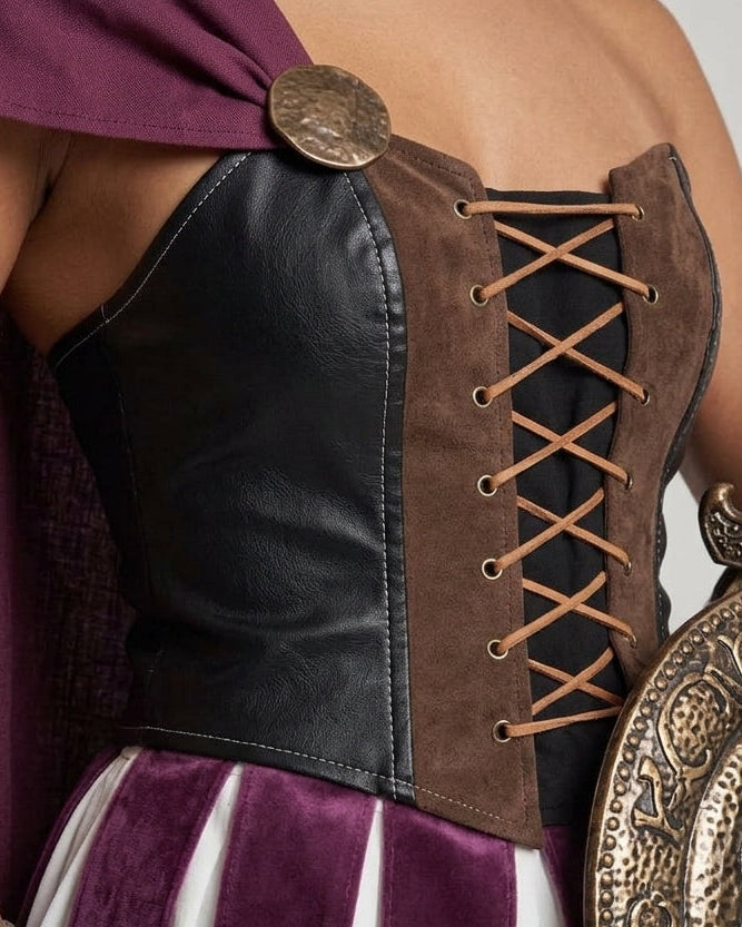 Women's Historical Gladiator Costume with Cloak and Armor Details Chichicherry
