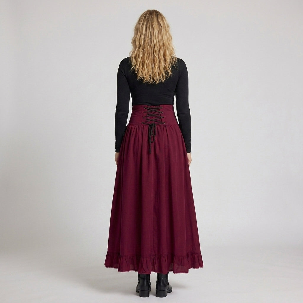 Ladies Elegant Wedding Skirt with Lacing and Ruffle Chichicherry