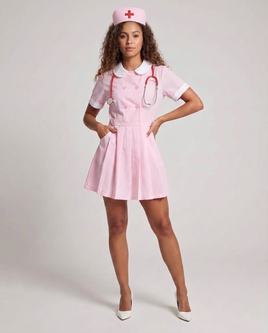 Women's Nurse Costume with Pleated Design Chichicherry