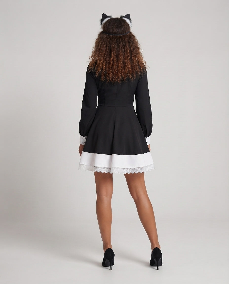 Ladies Lace Dress with Ruffles and Cross Details Chichicherry