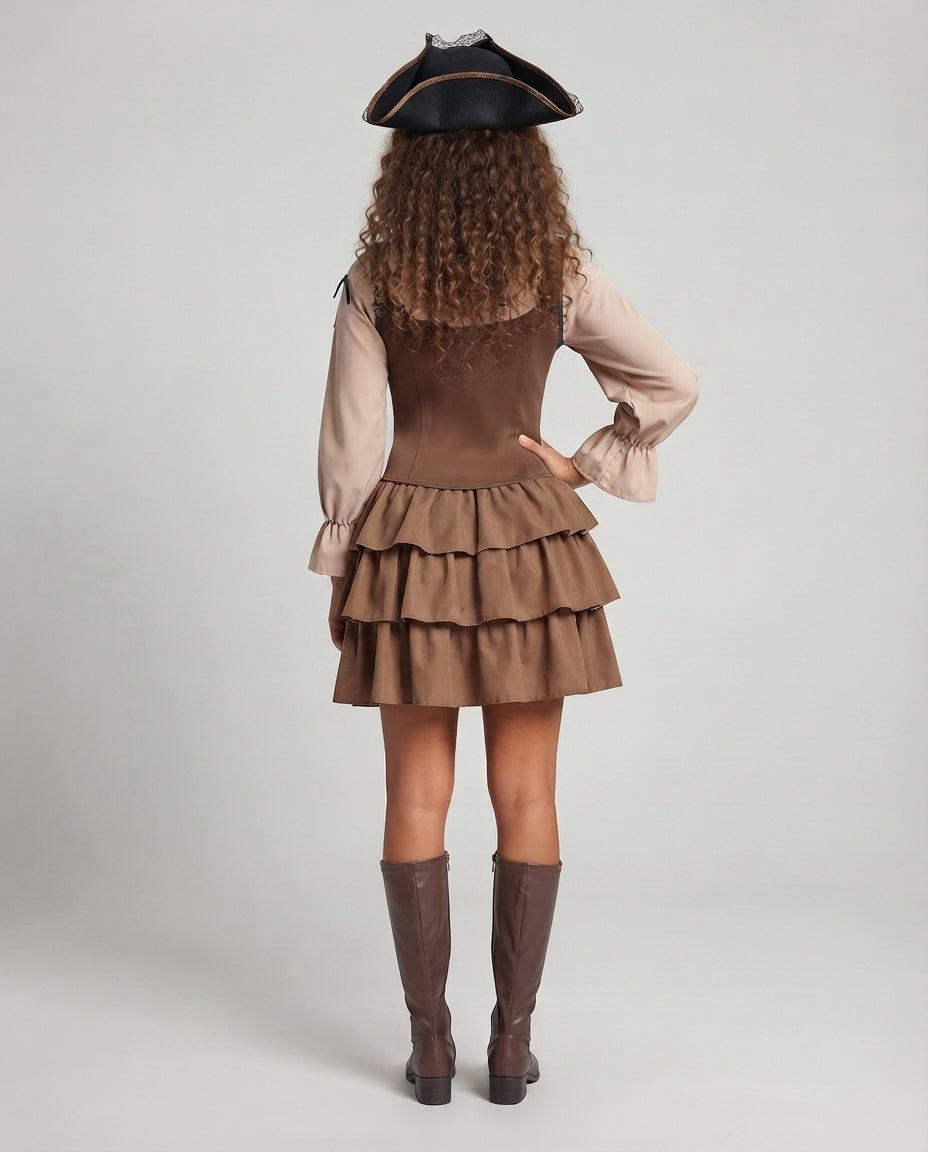 Women Pirate Costume with Ruffle Details and Unique Accents Chichicherry