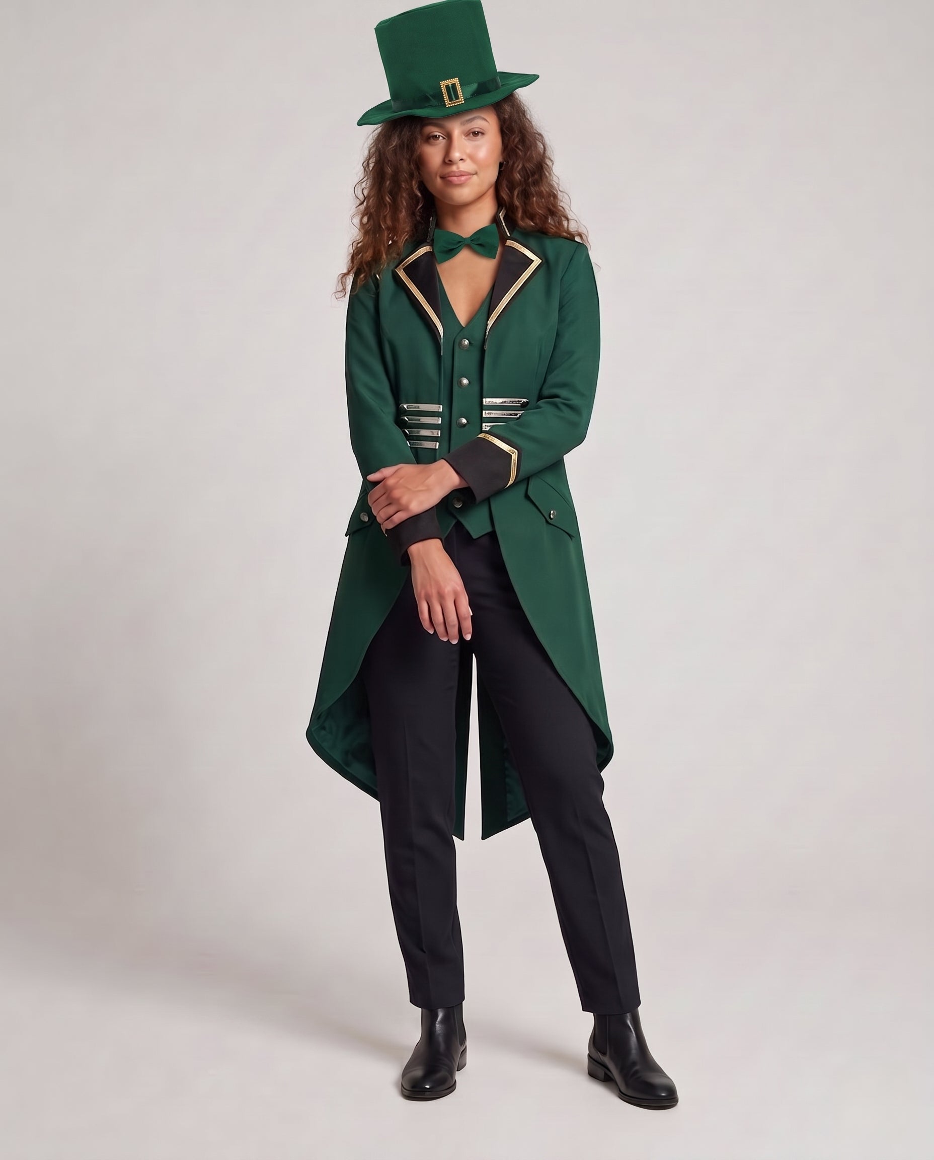 Women's festive costume set with top hat, bow tie and long fringes Chichicherry
